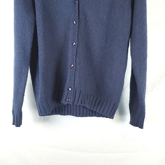 Vintage Handloomed‎ Leon Levin Blue Button Front Cardigan - Picture 3 of 7